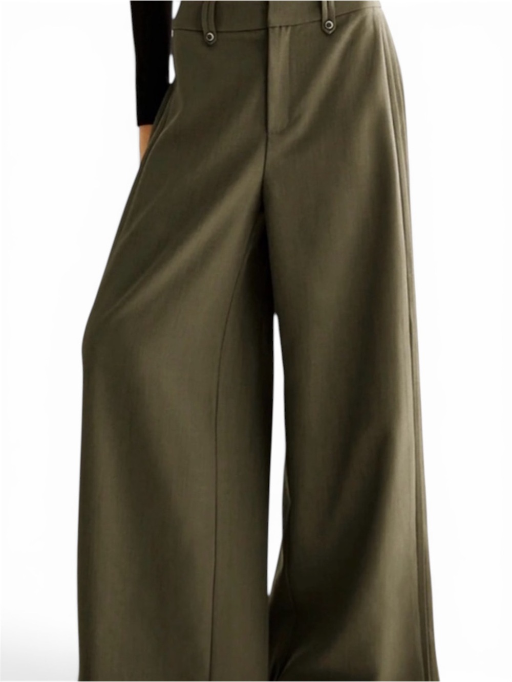 Commense Olive Green Side Pleated Wide Leg Pants – NWT | Size Medium | Chic Mini - Picture 4 of 7